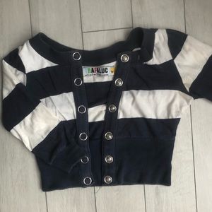 Crop-top striped cardigan